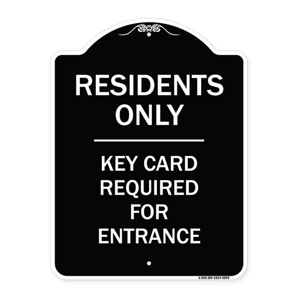 Designer Series-Residence-only-key Card Black & White Heavy-Gauge Aluminum, 24" x 18", BW-1824-9899